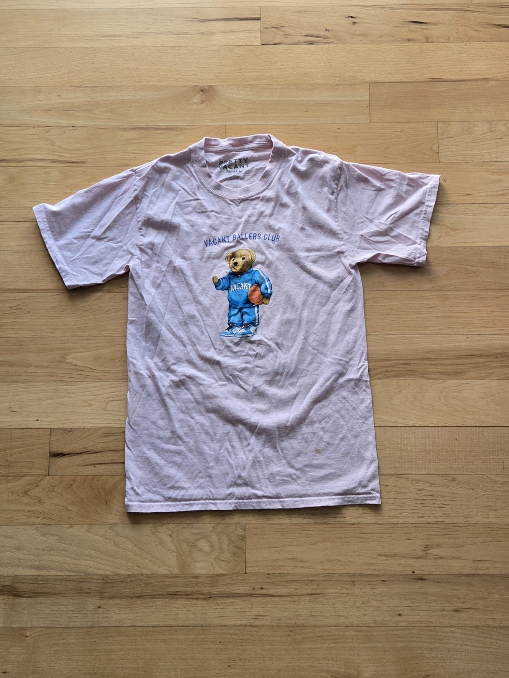 Pretty Vacant Ballers Club Pink Teddy Graphic Kids Tee Size Small